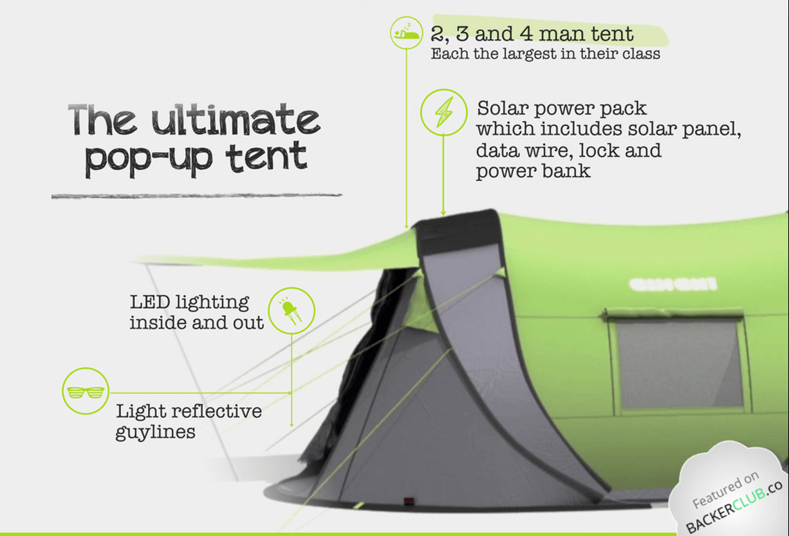 cinch pop up tent with solar
